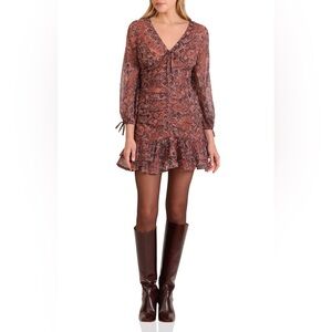 Avec Les Filles Cinched Long Sleeve Dress